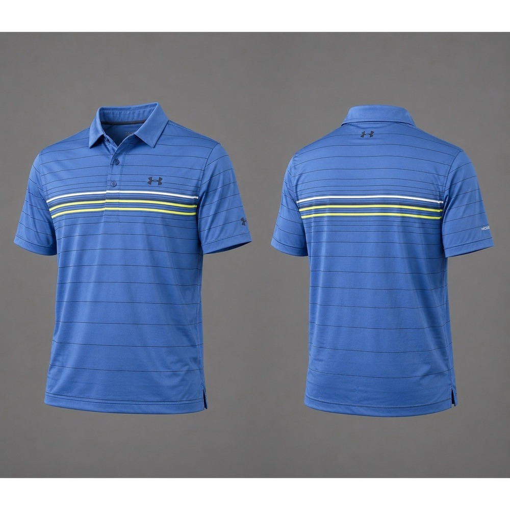 Under Armour Performance POLO SHIRT MENS XL   BLUE STRIPE LOOSE FIT